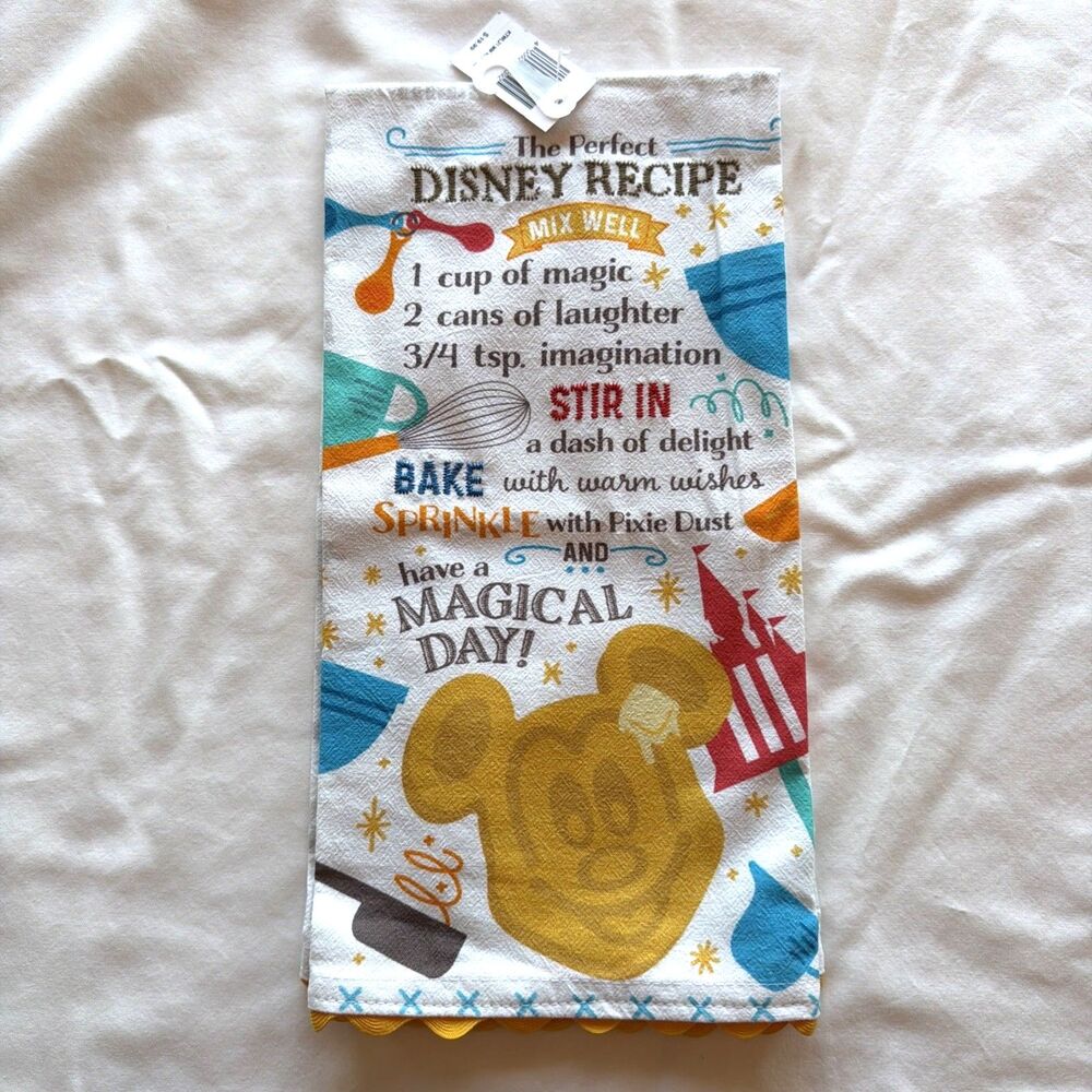 Disney Recipe Mickey Waffle Kitchen Towel NWT